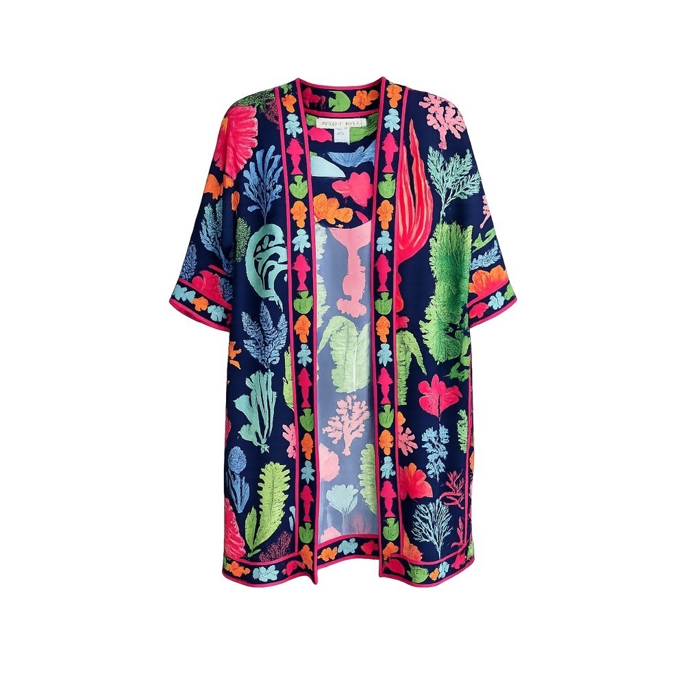 Gretchen Scott Double Trouble Jacket Sea Sway XS/S Kimono Cover Up Crepe NWT